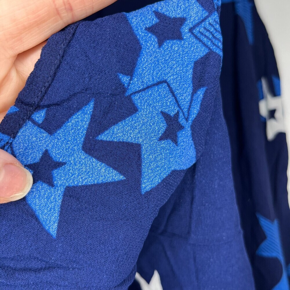 See By Chloe Womens Short Tank Set 10 Blue Viscose Bermuda Lined Stars Relaxed - Picture 11 of 16